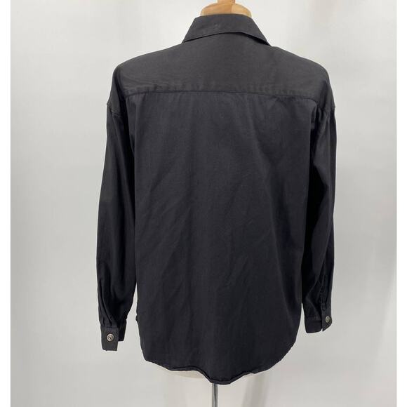 Vintage Western Shirt Cotton Button Down Front Beaded Fringe Black Womens Medium - Picture 8 of 11